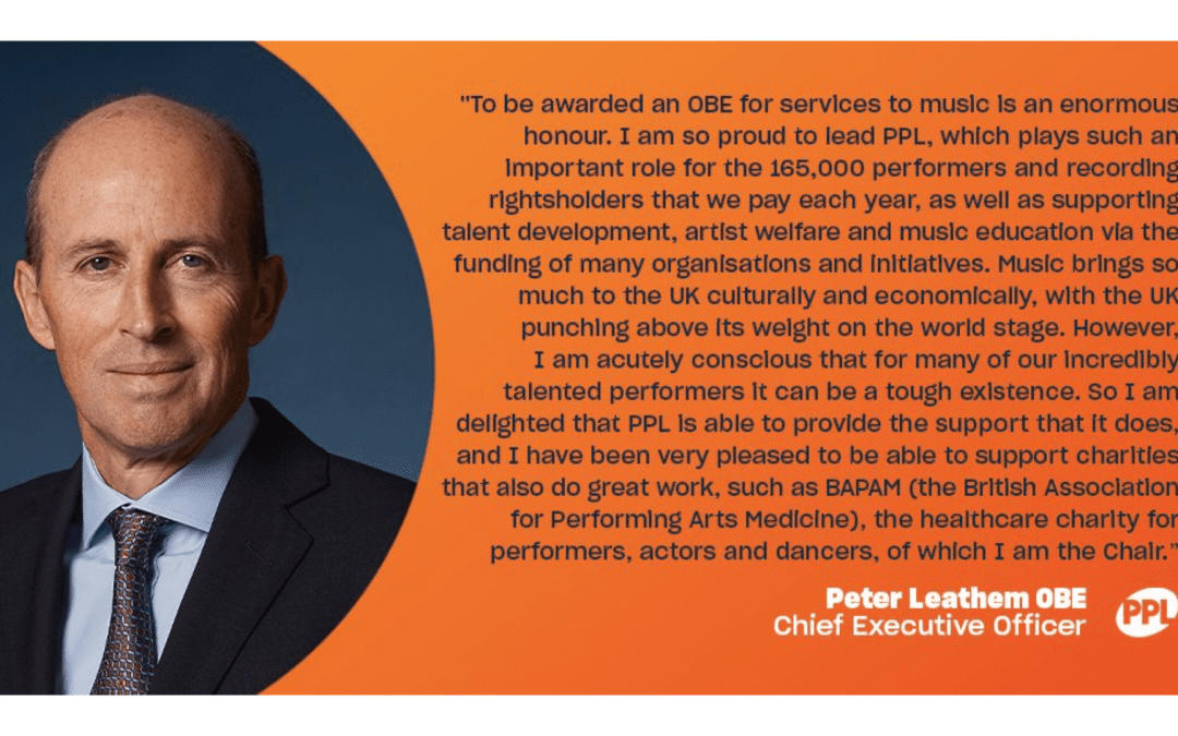 Peter Leathem, PPL CEO and Chair of the BAPAM Board of Trustees awarded OBE